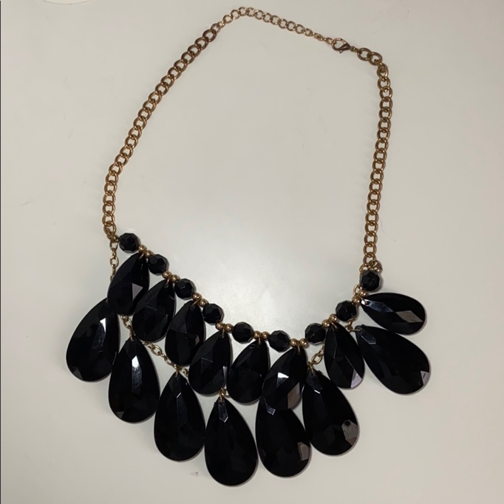 Black and Gold Beaded Statement Necklace